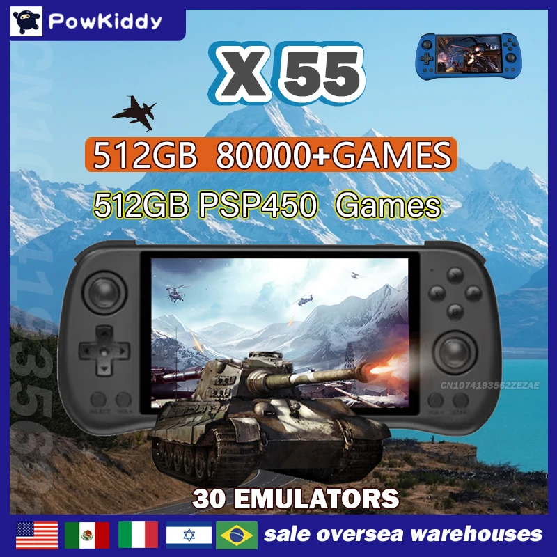 Gaming Console X55 - 80000Games 512G POWKIDDY X55 5.5INCH IPS