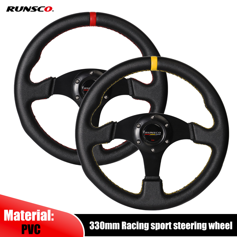 Steering Wheel Gaming - 330mm/13 Inch Flat Steering Wheel Aluminium+PVC